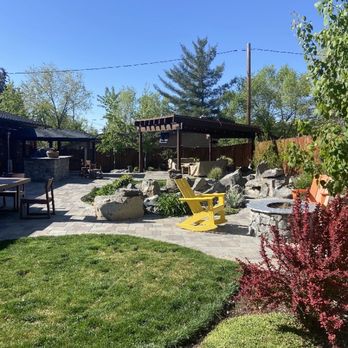 Mitchell Jerry - View of fire pit, water feature and covered entertainment area - Reno, Nevada