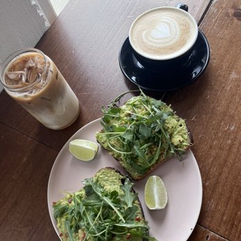 Captain + Stoker - Vanilla latte and a cold brew with a side of avocado toast - Coffee Roasteries Near Me - Pacific Grove, California Captain + Stoker - Vanilla latte and a cold brew with a side of avocado toast - Coffee Roasteries Near Me - Pacific Grove, California