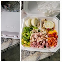 Loaded Lettuce - The salads are delicious it is not taped to prevent tampering by delivery person no crackers again dressing sitting in salad lettuce where?