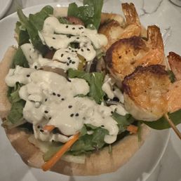 Purto Morro Salad! Delicious salad with grilled shrimp in a bread bowl! Purto Morro Salad! Delicious salad with grilled shrimp in a bread bowl!