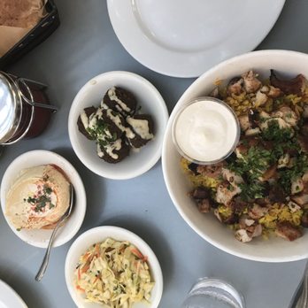 Oren's Hummus - Rice Bowl with chicken, falafel, whole wheat pita, and hummus! - Mediterranean Near Me - Cupertino, California