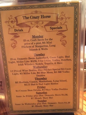 Menu photo 7 Crazy Horse Bloomington, IN