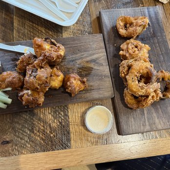 Plant City - Cauliflower Wings and Onion Rings - so greasy - Vegan Near Me - Providence, Rhode Island