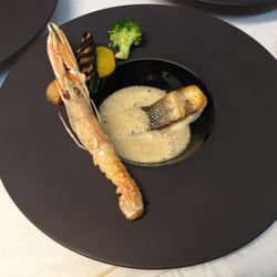 La Romance des Saisons - Bar de ligne et langoustine bretonne en écume de bisque