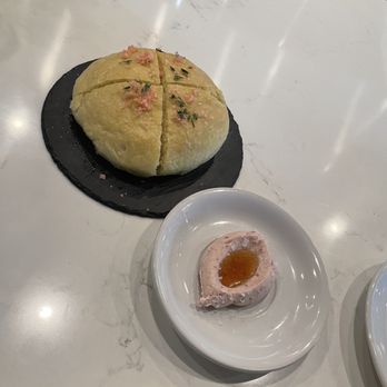 Bar Becky - Grandma's Focaccia with strawberry-lavender salt, cultured butter, and truffle honey - Italian Near Me - Long Beach, California