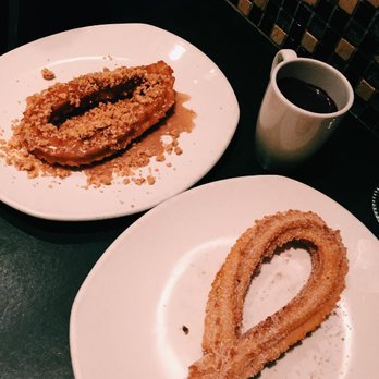 Xoco - Hazelnut coated churros and the classic with sipping chocolate to dip - Mexican Near Me - Chicago, Illinois
