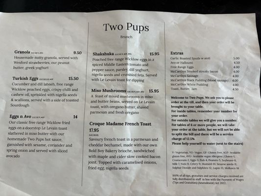 Menu photo 1 Two Pups Coffee Dublin, D