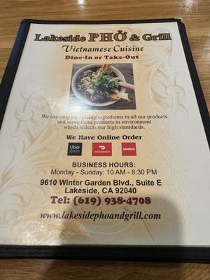 Menu photo 3 Lakeside Pho & Grill Lakeside, CA