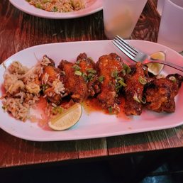 Asian Wings and the shrimp fried rice. The rice is a new menu item and it was the bomb. Asian Wings and the shrimp fried rice. The rice is a new menu item and it was the bomb.