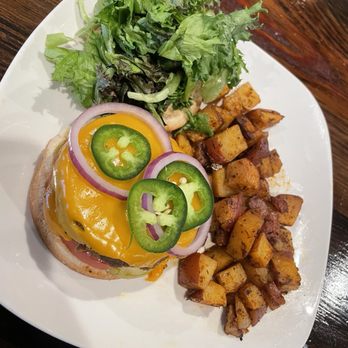 Vibe Gastropub - Vibe Burger with potatoes - Vegan Near Me - Fayetteville, North Carolina Vibe Gastropub - Vibe Burger with potatoes - Vegan Near Me - Fayetteville, North Carolina