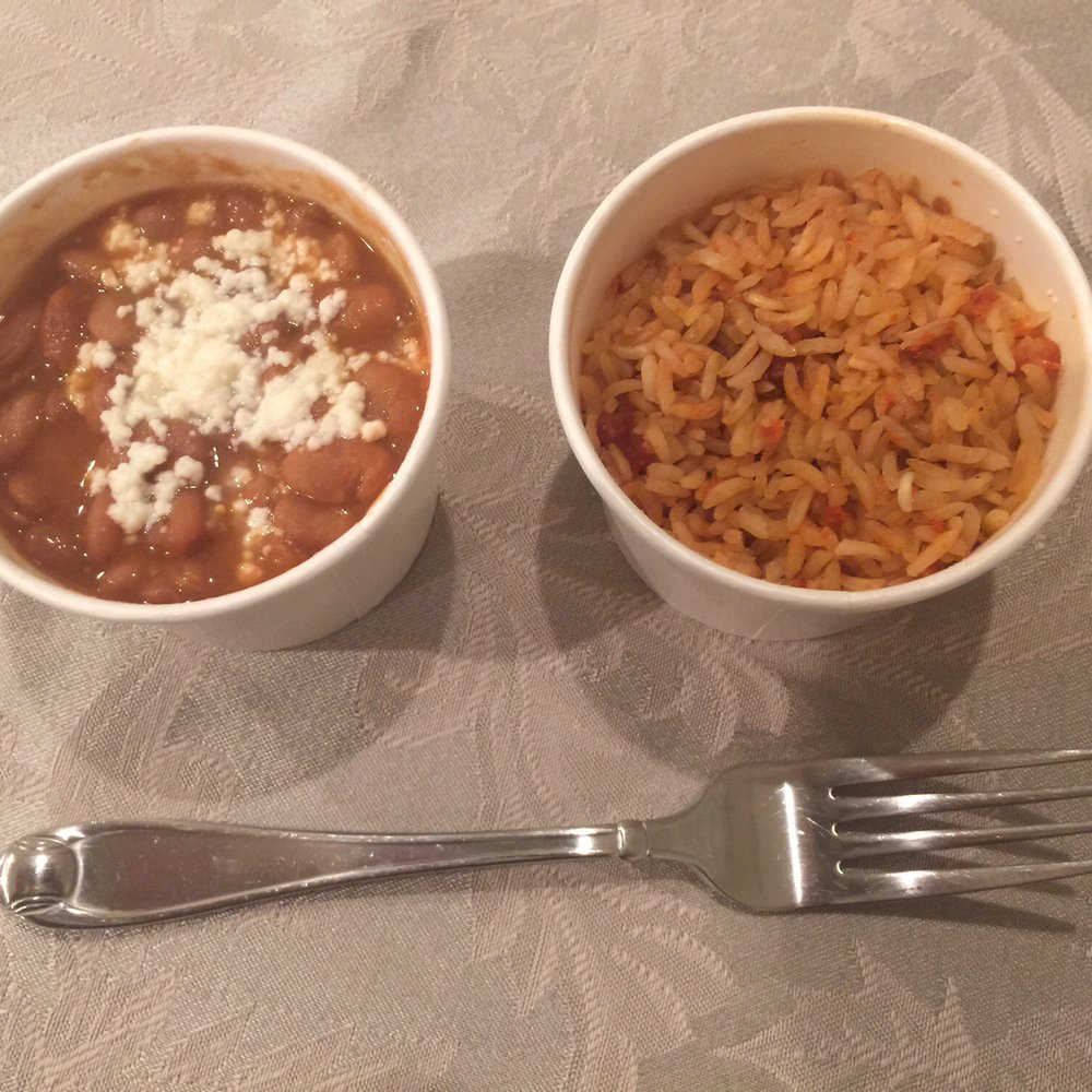 Taco Mesa - Beans and rice are no longer included with entrees, you'll need to buy them separately. These two tiny cups cost a total of $5. - Mexican Near Me - Ladera Ranch, California Taco Mesa - Beans and rice are no longer included with entrees, you'll need to buy them separately. These two tiny cups cost a total of $5. - Mexican Near Me - Ladera Ranch, California