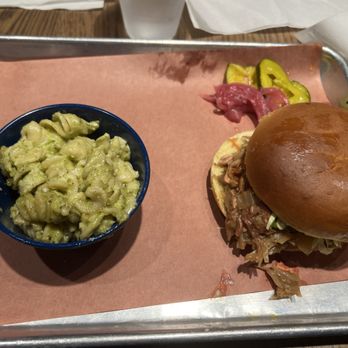 Hazy Barbecue - Pesto Pasta and Jackfruit Sandwich - both really good!! - Salad Near Me - Danville, California