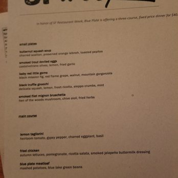 Blue Plate - SF restaurant week menu 2021 - American Near Me - San Francisco, California