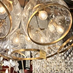 Chic Home - Glass & Brass Chandeliers & Pendants