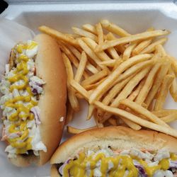 Rockstar HotDogs - Slaw dog with fries