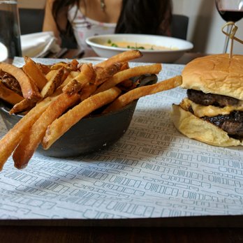 Cured - Double Blue Ribbon Burger. Highly recommend it. It's not a huge burger and it's absolutely delicious. - Cocktail Bars Near Me - San Antonio, Texas Cured - Double Blue Ribbon Burger. Highly recommend it. It's not a huge burger and it's absolutely delicious. - Cocktail Bars Near Me - San Antonio, Texas