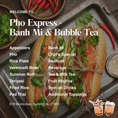 Menu photo 1 Pho Express Summit, NJ
