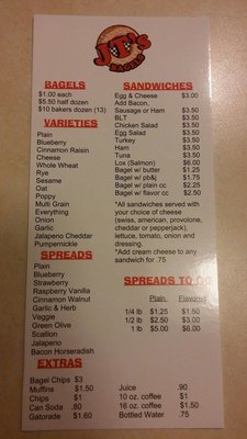 Menu photo 1 JT's Bagels Conneaut, OH