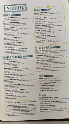 Menu photo 1 Sabine Cafe & Bar Seattle, WA