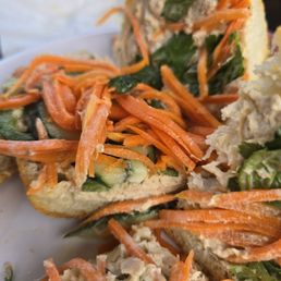 Carrot bánh mì on baguette. Supposed to be tuna.