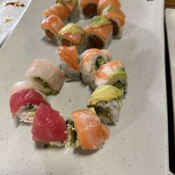 Masuki Sushi PREMIUM AYCE - Rainbow Roll And Sunshine Roll - Sushi Bars Near Me - Plano, Texas