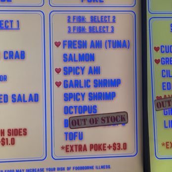 Poké Bar - menu - Poke Near Me - Honolulu, Hawaii