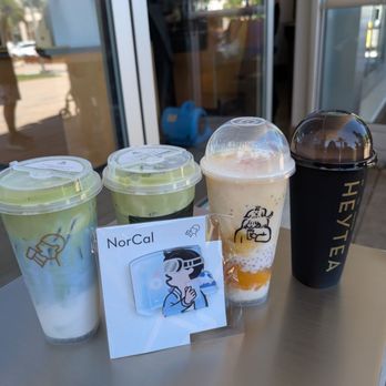 Heytea - (Left) Cloud Coconut Blue, Supreme Matcha Latte, Mango Grapefruit Boom, and Cloud Mulberry Strawberry! - Bubble Tea Near Me - Cupertino, California