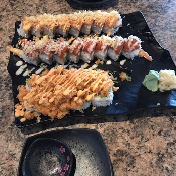 Toro Sushi - Front to back: tornado, Kato 3, and Sunrise - Japanese Near Me - Spokane Valley, Washington Toro Sushi - Front to back: tornado, Kato 3, and Sunrise - Japanese Near Me - Spokane Valley, Washington