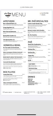 Menu photo 5 Mr Pho Merced, CA
