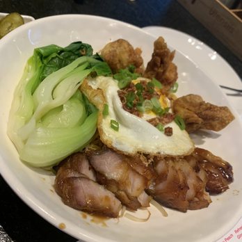 Food Terminal - BBQ Pork Ribs, fried egg, noodles, and pork & shrimp wontons. - Malaysian Near Me - Chamblee, Georgia