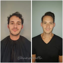 Before and after mens haircut and keratin treatment