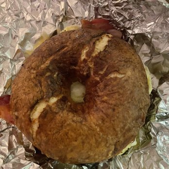 Old Crow Coffeehouse - Pretzel bagel sandwich with bacon egg and cheese - Coffee & Tea Near Me - Ambridge, Pennsylvania