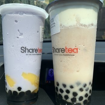 Sharetea - Taro Ice Blended with Pudding (left) and Handmade Taro with Fresh Milk (right) - Bubble Tea Near Me - Vallejo, California