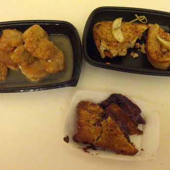 Scarecrow Food Truck - Chicken tenders over biscuits and red-eye gravy (l), Alabama chicken melt (r), and H&PB (hazelnut and preserves on banana toast) - Street Vendors Near Me - Fullerton, California Scarecrow Food Truck - Chicken tenders over biscuits and red-eye gravy (l), Alabama chicken melt (r), and H&PB (hazelnut and preserves on banana toast) - Street Vendors Near Me - Fullerton, California
