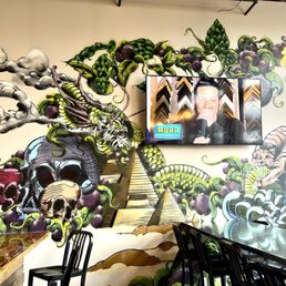 a mural of a dragon and a tiger a mural of a dragon and a tiger