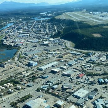 Tintina Air - Aerial view of Whitehorse and the Airport - Private Jet Charter Near Me - Whitehorse, Yukon Tintina Air - Aerial view of Whitehorse and the Airport - Private Jet Charter Near Me - Whitehorse, Yukon