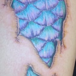 Bury the Needle Tattoo - Custom mermaid scale tearout by greg.