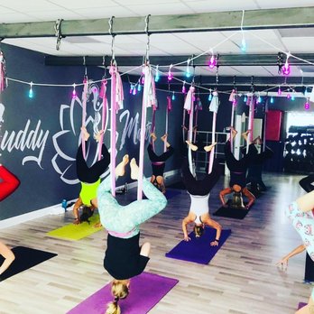 Muddy Mantra - Aerial Yoga full house, with everyone in their Aerial Silks - Yoga Near Me - Palm Harbor, Florida