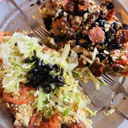 Ye Olde Pizza Shoppe - Half taco, half house special ..... so freakin delish!!