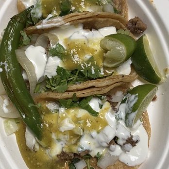 Tacos Sin Fronteras - Carne Asada tacos with everything on it and added Sour cream! - Mexican Near Me - Fremont, California