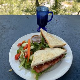 Blt with salad and cappuccino Blt with salad and cappuccino