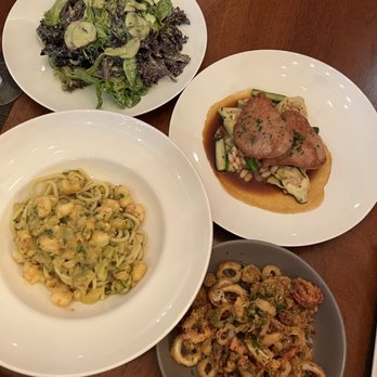 Dettera Wine Restaurant & Bar - Dettera's house salad, Spaghetti & Rock shrimp, All natural milk-fed veal medallions, Crispy Calamari - New American Near Me - Ambler, Pennsylvania