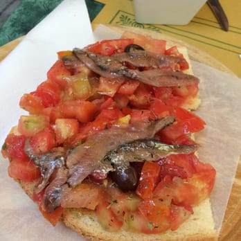 Caffe' Matteo - Bruschetta with anchovies and tomatoes. - Italian Near Me - Vernazza, SP
