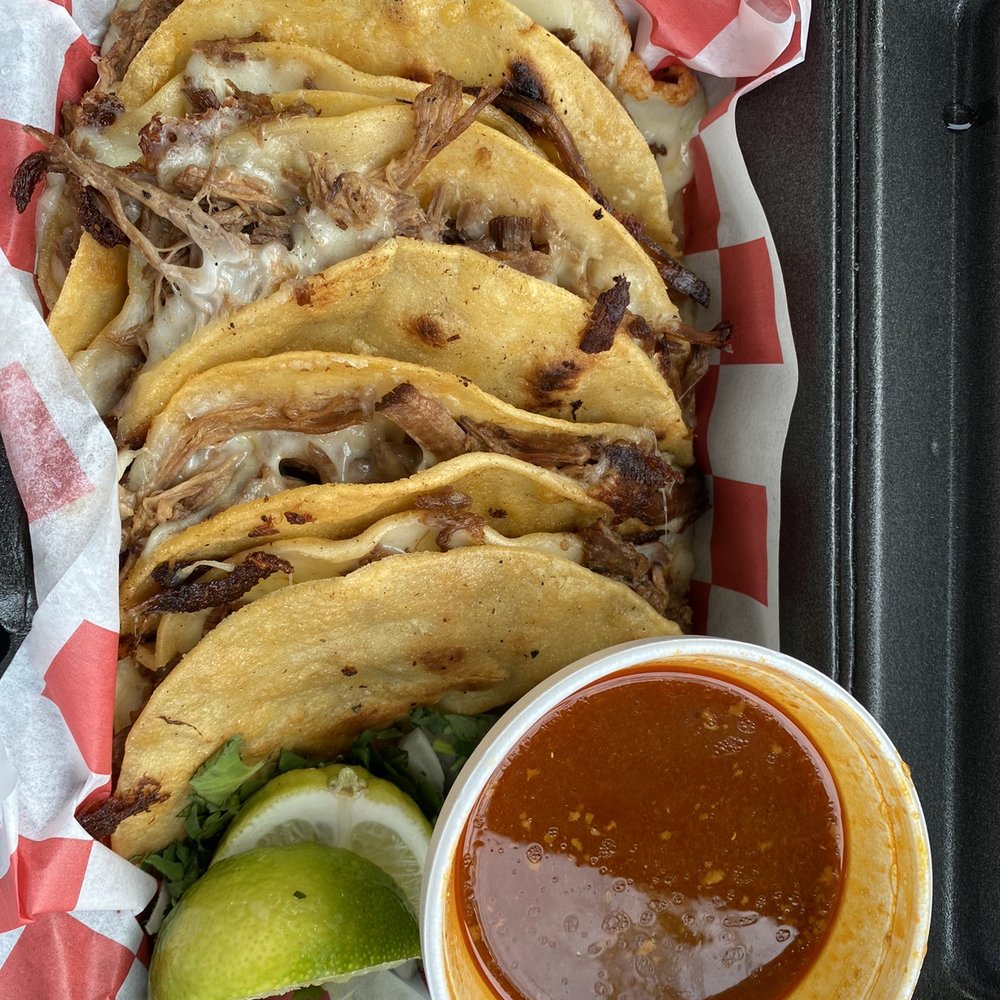 Quesa birria tacos w/ birria dipping sauce Quesa birria tacos w/ birria dipping sauce