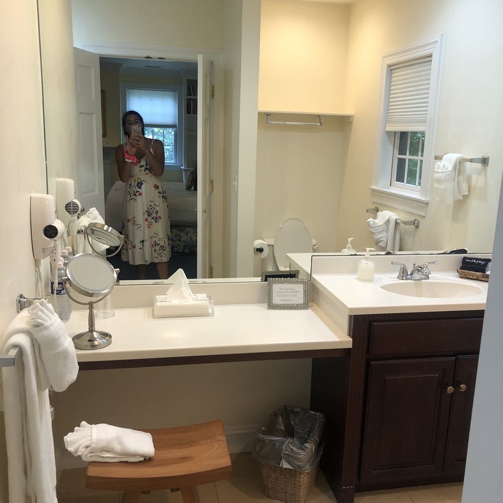 Inn at Whitewing Farm - Hackney Bathroom (not pictured is the shower to the left (behind the door). - Bed & Breakfast Near Me - West Chester, Pennsylvania