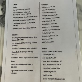 Porter's - Wine/cocktail menu - Salad Near Me - Springdale, Utah