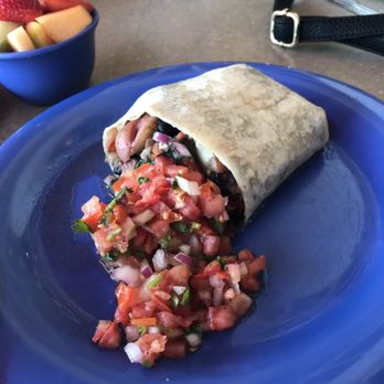 Chad's - Vegan Breakfast Burrito- home potatoes (the hash browns AREN'T vegan), black beans, avocado, mushrooms, spinach, and pico de gallo. - Breakfast & Brunch Near Me - Santa Barbara, California
