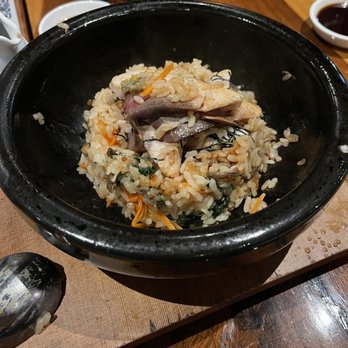 Morimoto Napa - Buri bop - after cooked at the table in the stone pot - Japanese Near Me - Napa, California