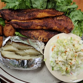 Catfish Corner - epic blackened catfish, potato and coleslaw - Seafood Near Me - San Angelo, Texas