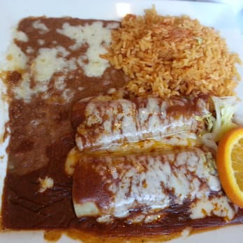 Las Brisas Restaurant - Regular 2 red saice enchilada plate with rice and beans,$19 - Mexican Near Me - Apple Valley, California